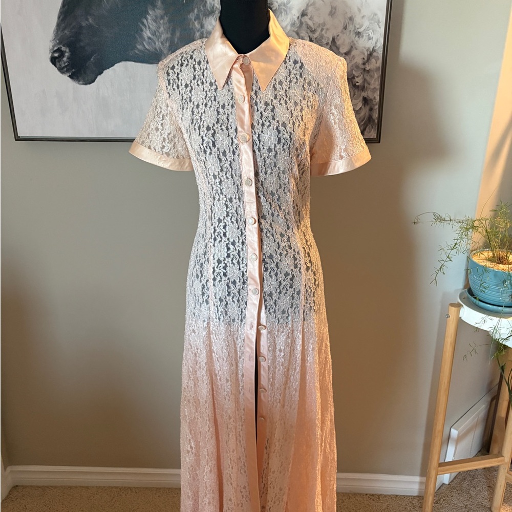 Vintage Lace Button-Down Dress